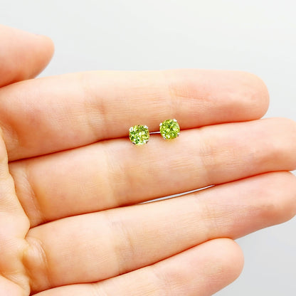 10K White Gold Genuine Peridot 5x5mm Stud Earrings