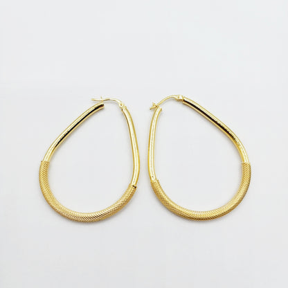 Gold Hoop Women’s Earrings, 10K Yellow Gold Circle Earrings , Hoop Earrings With Mesh Pattern Centre