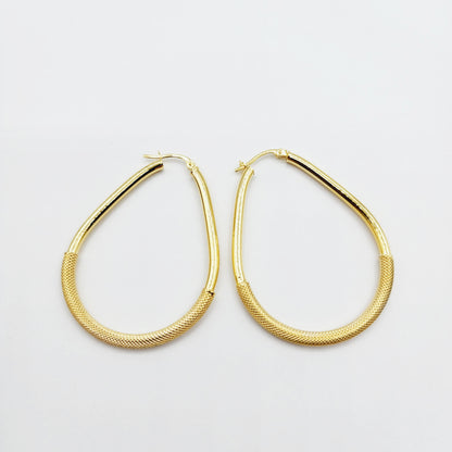 Gold Hoop Women’s Earrings, 10K Yellow Gold Circle Earrings , Hoop Earrings With Mesh Pattern Centre