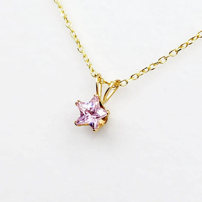 Gold Star Pendant Necklace, 10K Yellow Gold Cubic Zirconia Star Pendant, Pendant For baby, Jewelry For Girls