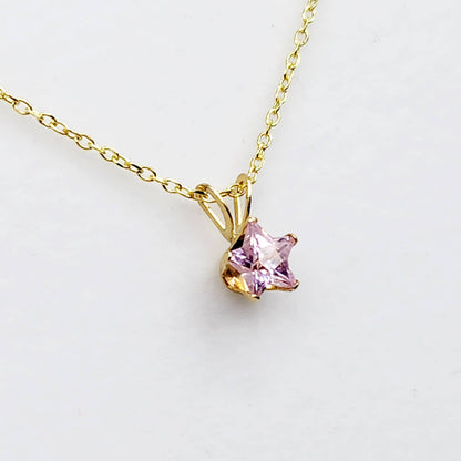 Gold Star Pendant Necklace, 10K Yellow Gold Cubic Zirconia Star Pendant, Pendant For baby, Jewelry For Girls