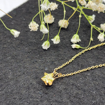 Gold Star Pendant Necklace, 10K Yellow Gold Cubic Zirconia Star Pendant, Pendant For baby, Jewelry For Girls
