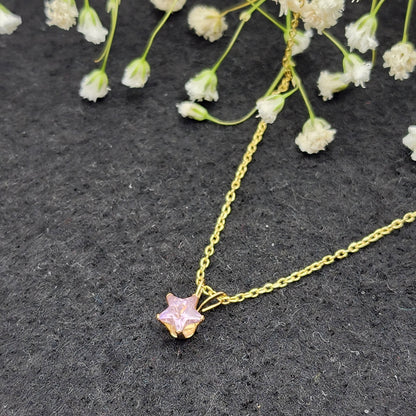 Gold Star Pendant Necklace, 10K Yellow Gold Cubic Zirconia Star Pendant, Pendant For baby, Jewelry For Girls