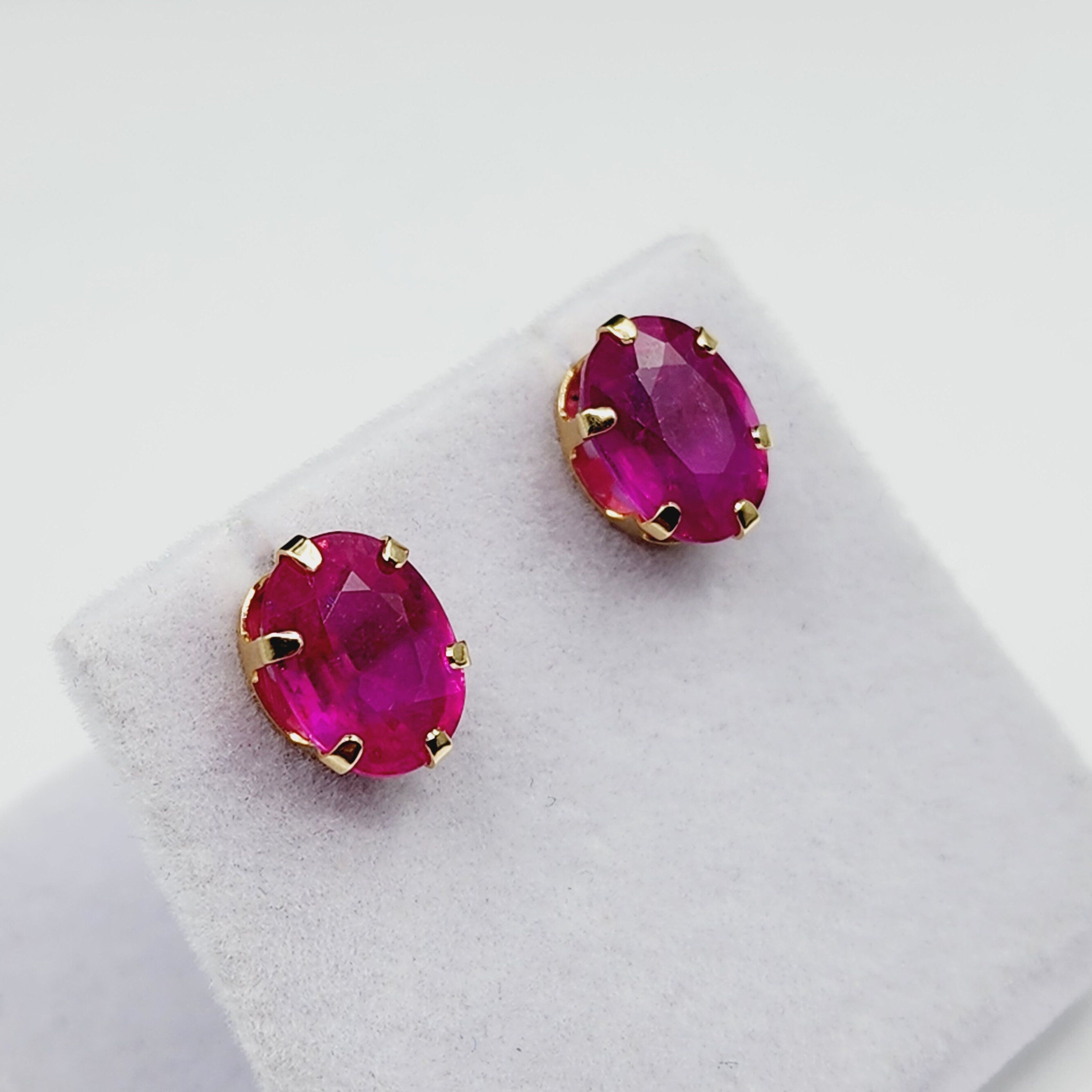 Gold Ruby Stud Earrings , 10K Yellow Gold Ruby 10x7mm Stud Earrings, July Birthstone, Big Gemstone Earrings For Women