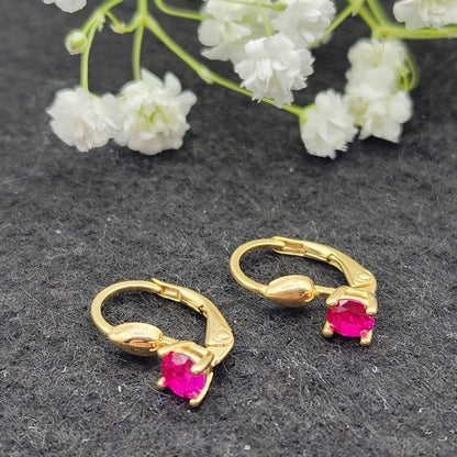 10K Yellow Gold Red Gemstone Lever Back Earrings, Gold Ruby Earrings for Women, Drop Earrings with Gemstone, Gift For Her