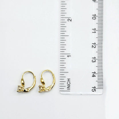 10K Yellow Gold White Gemstone Lever Back Earrings, Gold Cubic Zirconia Earrings for Women, Drop Earrings with Gemstone, Gift For Her