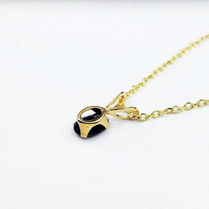 14K Yellow Gold Genuine Iolite 6x4mm Pendant, Gemstone Charm, Handmade Pendant, Pendant For Girls