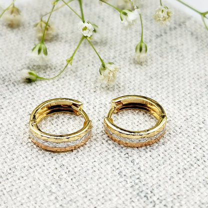 Gold Hoop Women’s Earrings, 10K Yellow Gold Circle Earrings , Gold Small Hoops 14mm Thick Earrings