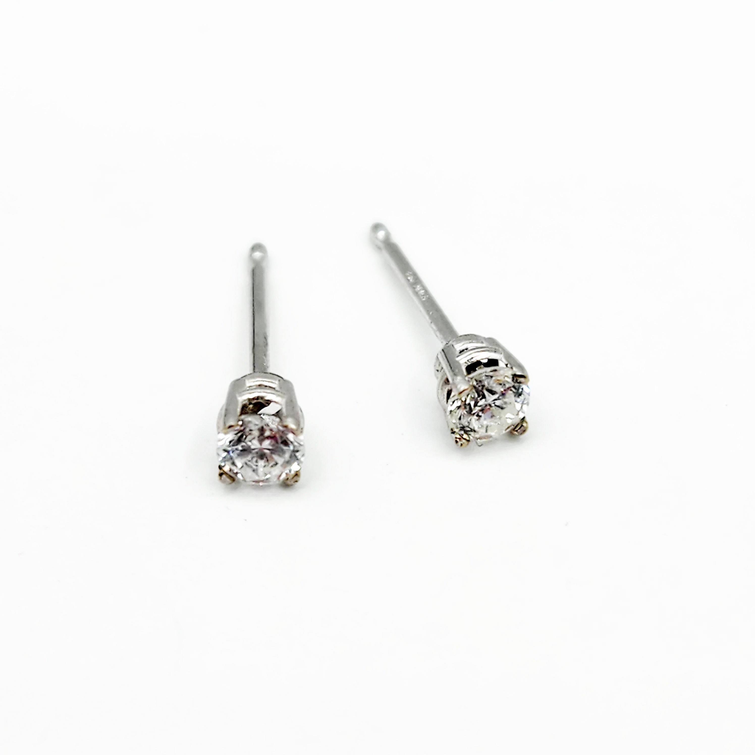 14K White Gold Diamond (0.25ct) Stud Earrings, 14K Gold Natural Diamond 3x3mm Stud Earrings for Women, Earrings for Girls, Christmas Gift