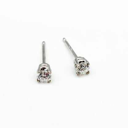 14K White Gold Diamond (0.25ct) Stud Earrings, 14K Gold Natural Diamond 3x3mm Stud Earrings for Women, Earrings for Girls, Christmas Gift