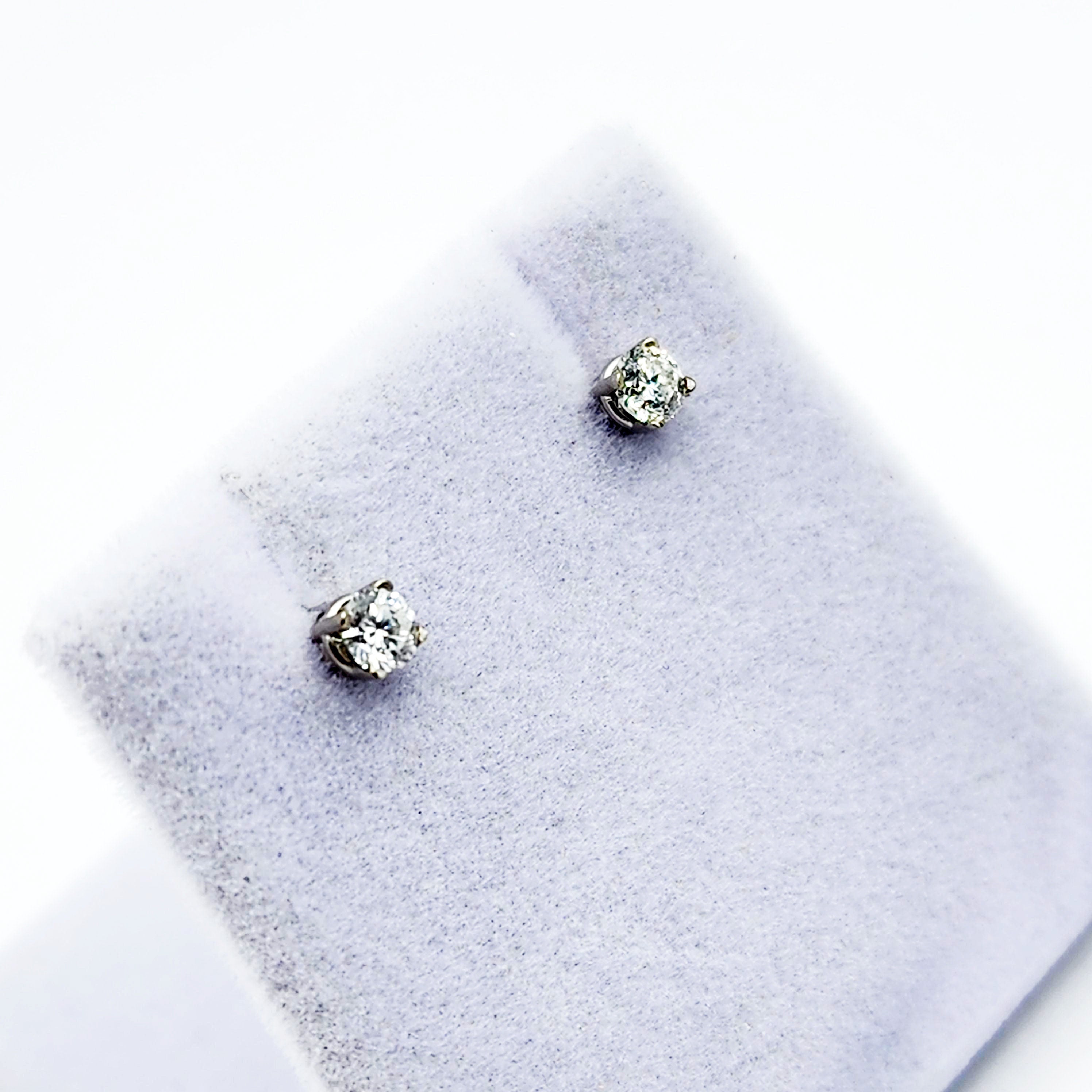 14K White Gold Diamond (0.25ct) Stud Earrings, 14K Gold Natural Diamond 3x3mm Stud Earrings for Women, Earrings for Girls, Christmas Gift