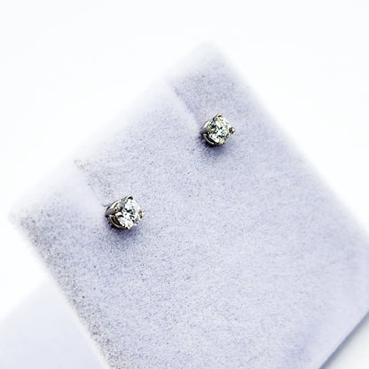 14K White Gold Diamond (0.25ct) Stud Earrings, 14K Gold Natural Diamond 3x3mm Stud Earrings for Women, Earrings for Girls, Christmas Gift
