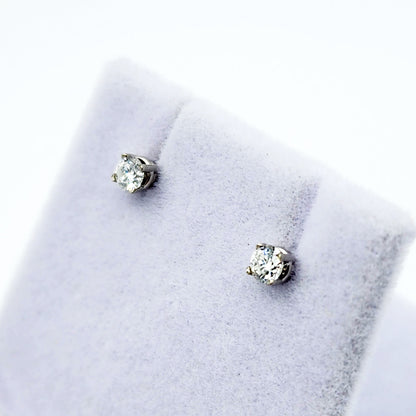 14K White Gold Diamond (0.25ct) Stud Earrings, 14K Gold Natural Diamond 3x3mm Stud Earrings for Women, Earrings for Girls, Christmas Gift