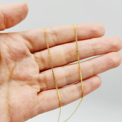 Solid Gold Box Chain , 10K Yellow Gold Box Chain 1mm, Solid Gold Box Chain, Classic Gold Jewelry, Luxury Chain, Solid Gold Chain Necklace