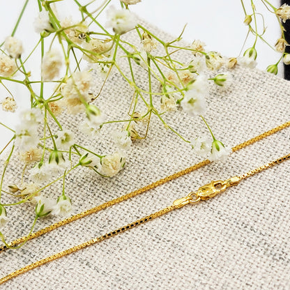 Solid Gold Box Chain , 10K Yellow Gold Box Chain 1mm, Solid Gold Box Chain, Classic Gold Jewelry, Luxury Chain, Solid Gold Chain Necklace