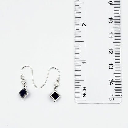 10K White Gold Amethyst with Moonstone Drop Earrings, February Birthstone Gift for Her