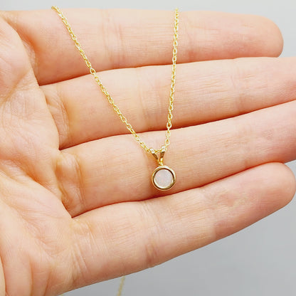 Gold Opal Pendant Necklace, 14K Yellow Gold Genuine Oval Opal 5x5mm Bezel Pendant Necklace, Affordable Jewelry, October Birthstone