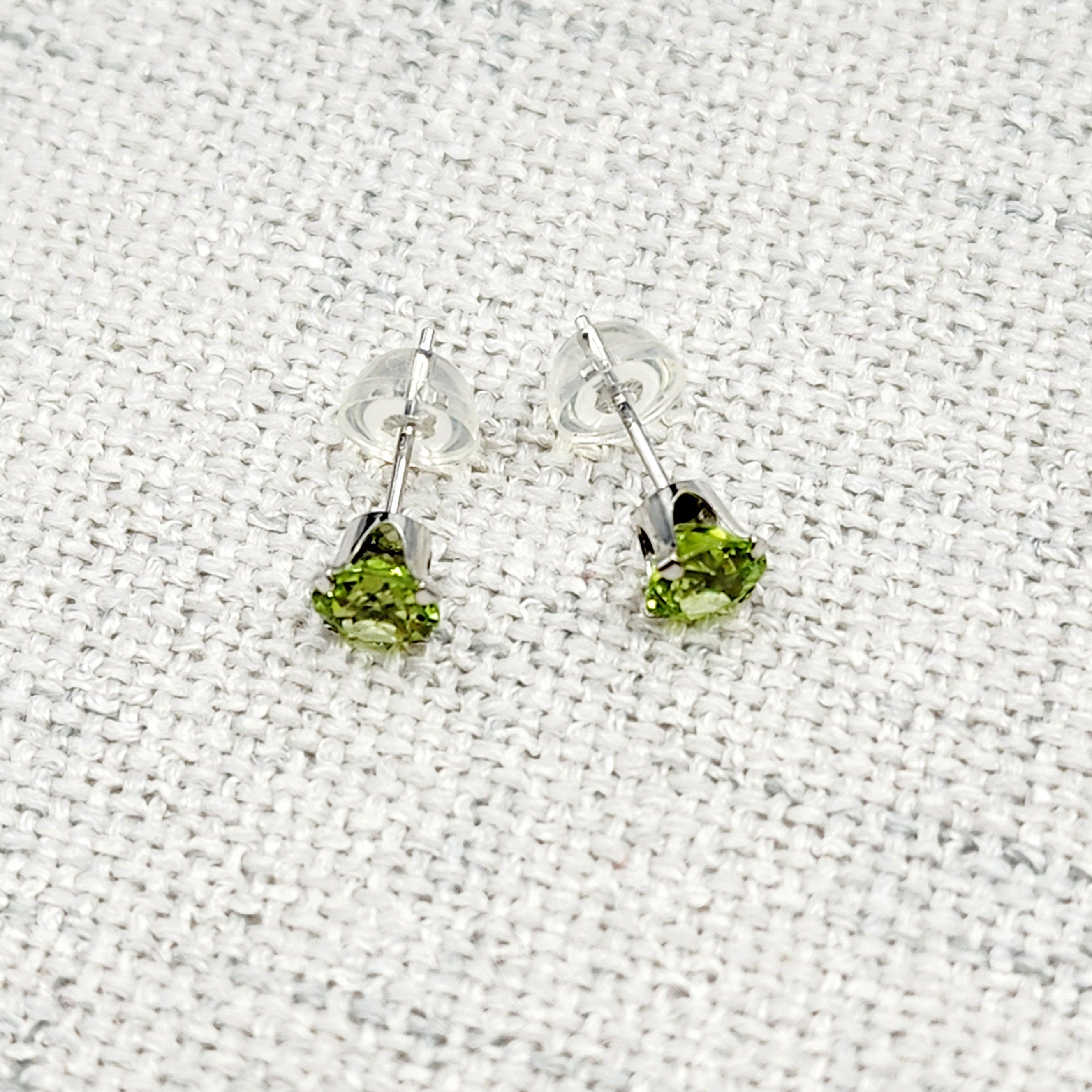 10K White Gold Genuine Peridot 5x5mm Stud Earrings