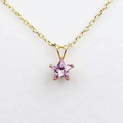 Gold Star Pendant Necklace, 10K Yellow Gold Cubic Zirconia Star Pendant, Pendant For baby, Jewelry For Girls