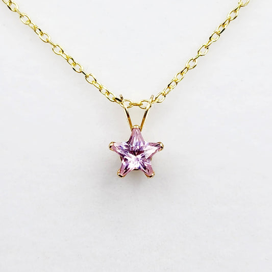 Gold Star Pendant Necklace, 10K Yellow Gold Cubic Zirconia Star Pendant, Pendant For baby, Jewelry For Girls