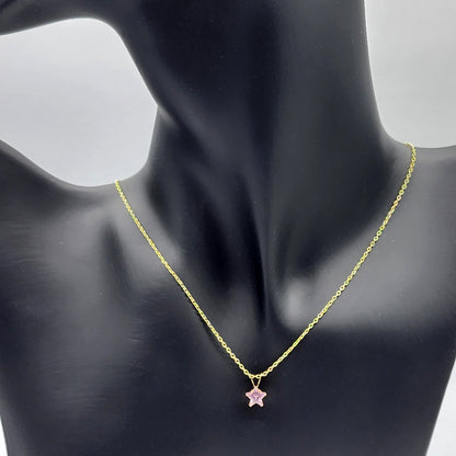 Gold Star Pendant Necklace, 10K Yellow Gold Cubic Zirconia Star Pendant, Pendant For baby, Jewelry For Girls