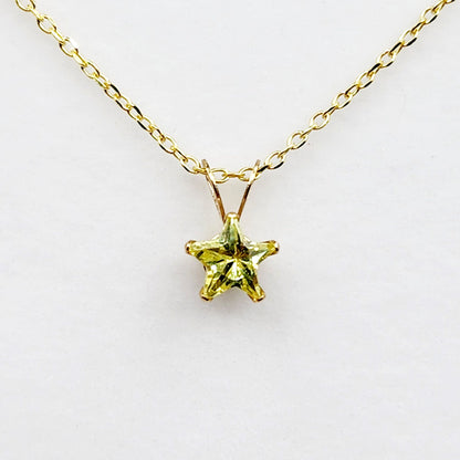 Gold Star Pendant Necklace, 10K Yellow Gold Cubic Zirconia Star Pendant, Pendant For baby, Jewelry For Girls