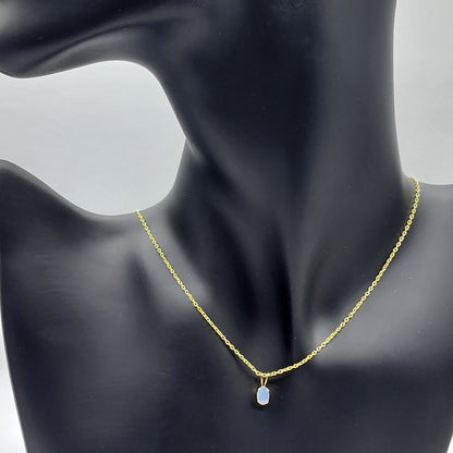 14K Yellow Gold Genuine Opal 6x4mm Pendant, October Birthstone, White Opal Charm, Handmade Pendant, Pendant For Girls