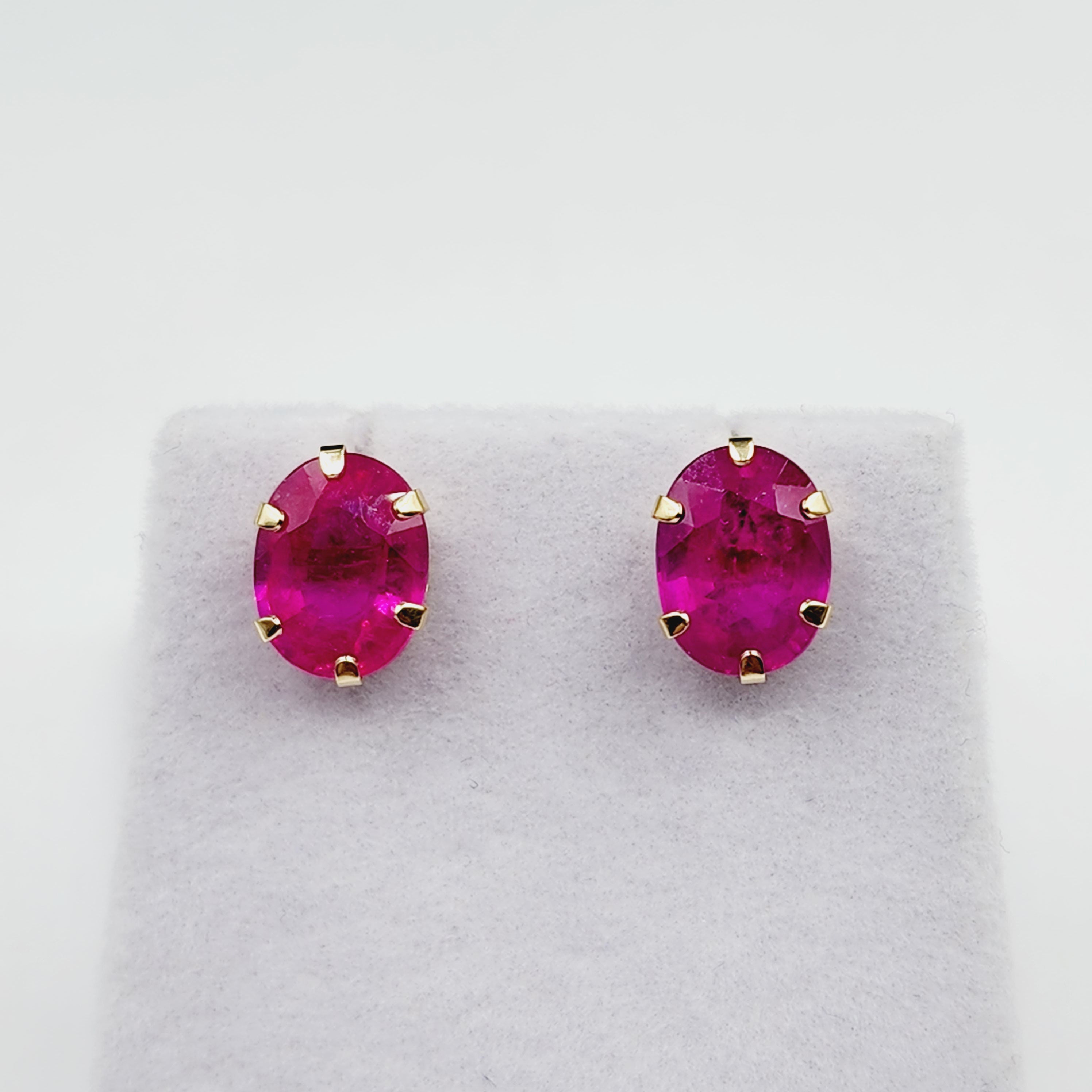 Gold Ruby Stud Earrings , 10K Yellow Gold Ruby 10x7mm Stud Earrings, July Birthstone, Big Gemstone Earrings For Women