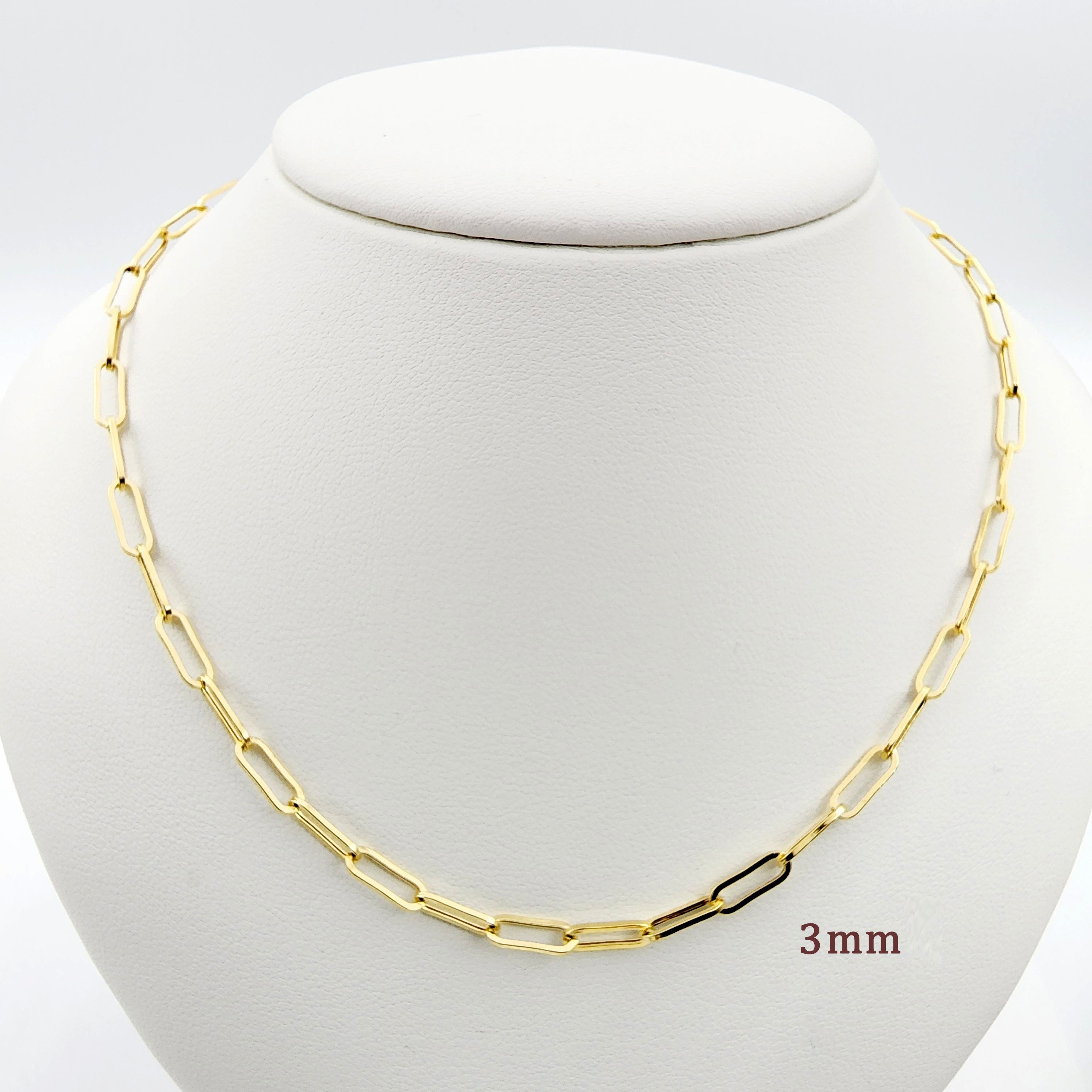 Gold Paperclip Chain, 10K Yellow Gold Paper Clip Necklace, Everyday Elegant Style Luxury Link Necklace, Unique Gift Ideas For Her