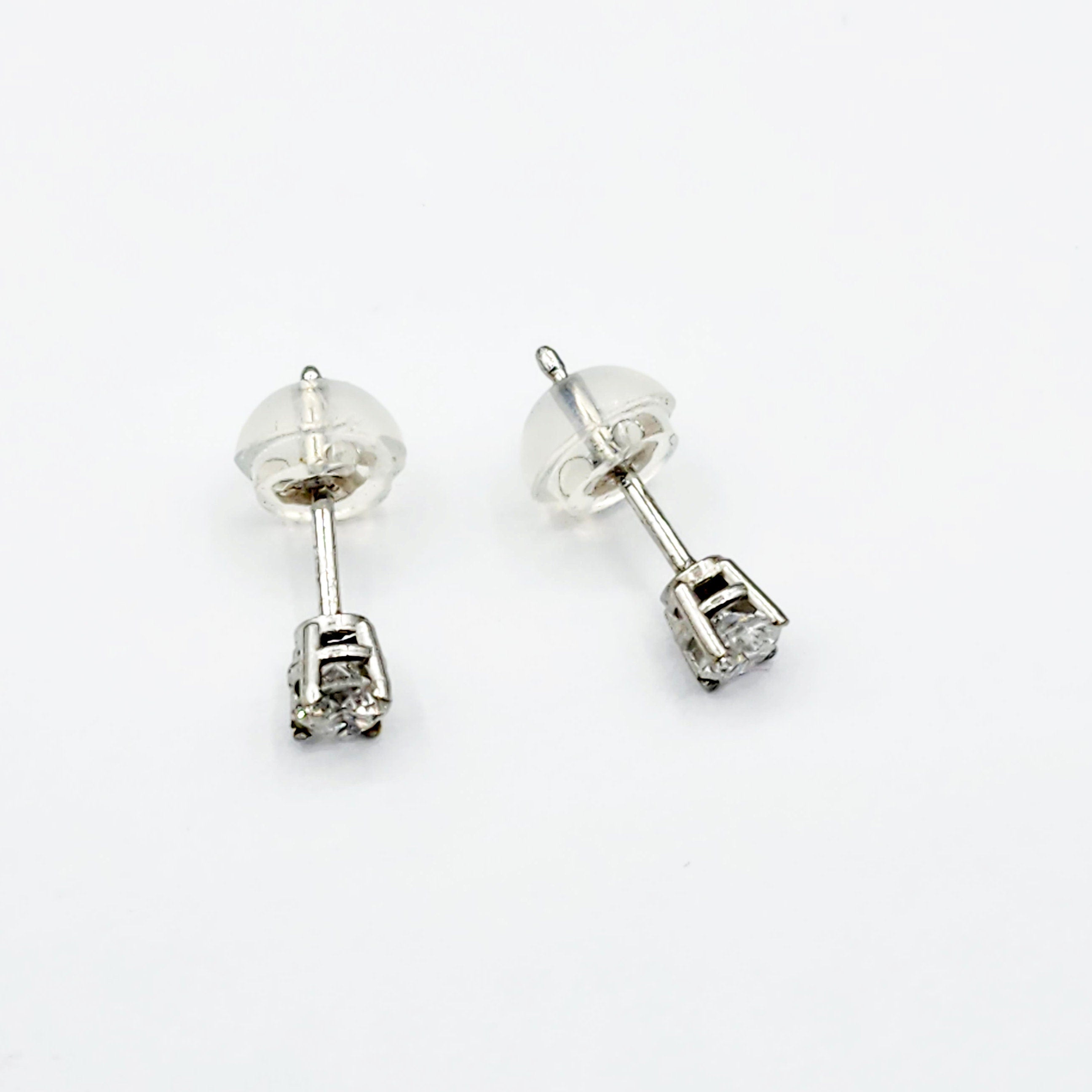 14K White Gold Diamond (0.25ct) Stud Earrings, 14K Gold Natural Diamond 3x3mm Stud Earrings for Women, Earrings for Girls, Christmas Gift