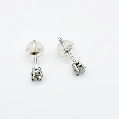 14K White Gold Diamond (0.25ct) Stud Earrings, 14K Gold Natural Diamond 3x3mm Stud Earrings for Women, Earrings for Girls, Christmas Gift