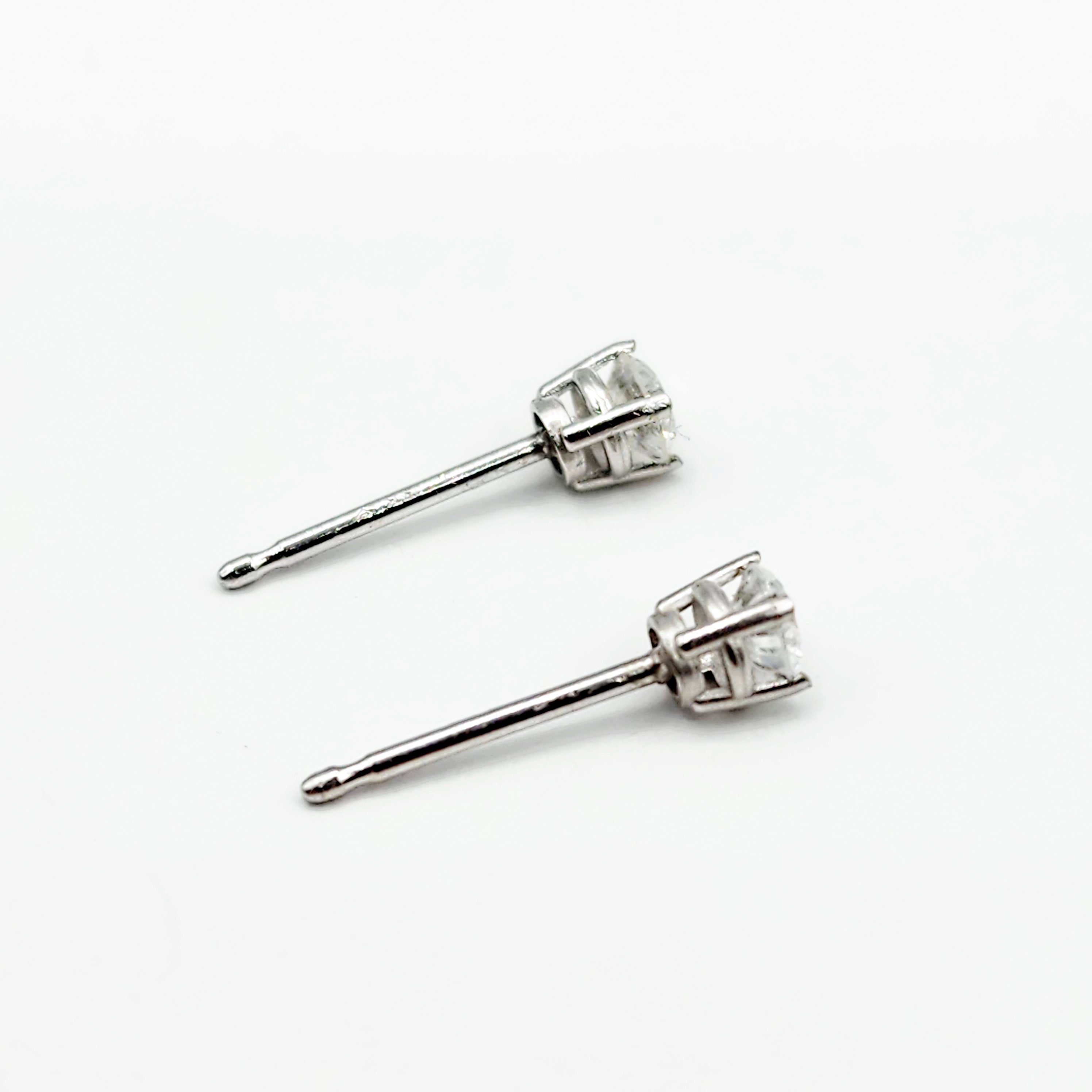 14K White Gold Diamond (0.25ct) Stud Earrings, 14K Gold Natural Diamond 3x3mm Stud Earrings for Women, Earrings for Girls, Christmas Gift