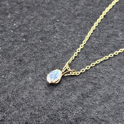 14K Yellow Gold Genuine Moonstone 6x4mm Pendant, Natural Gemstone Charm, Handmade Pendant, Pendant Gift For Girls