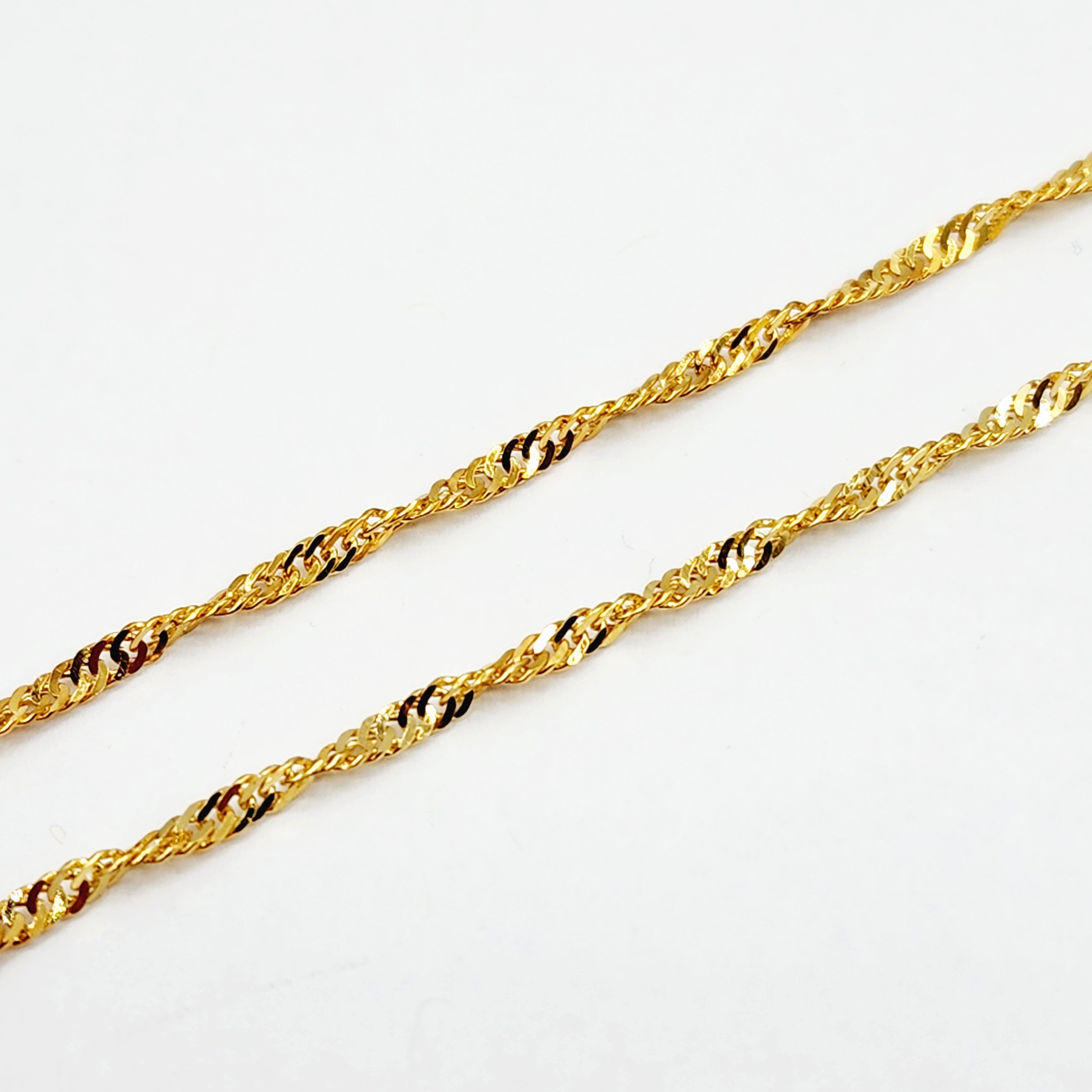 Gold Chain Necklace, 10K Yellow Gold Singapore Chain 2mm