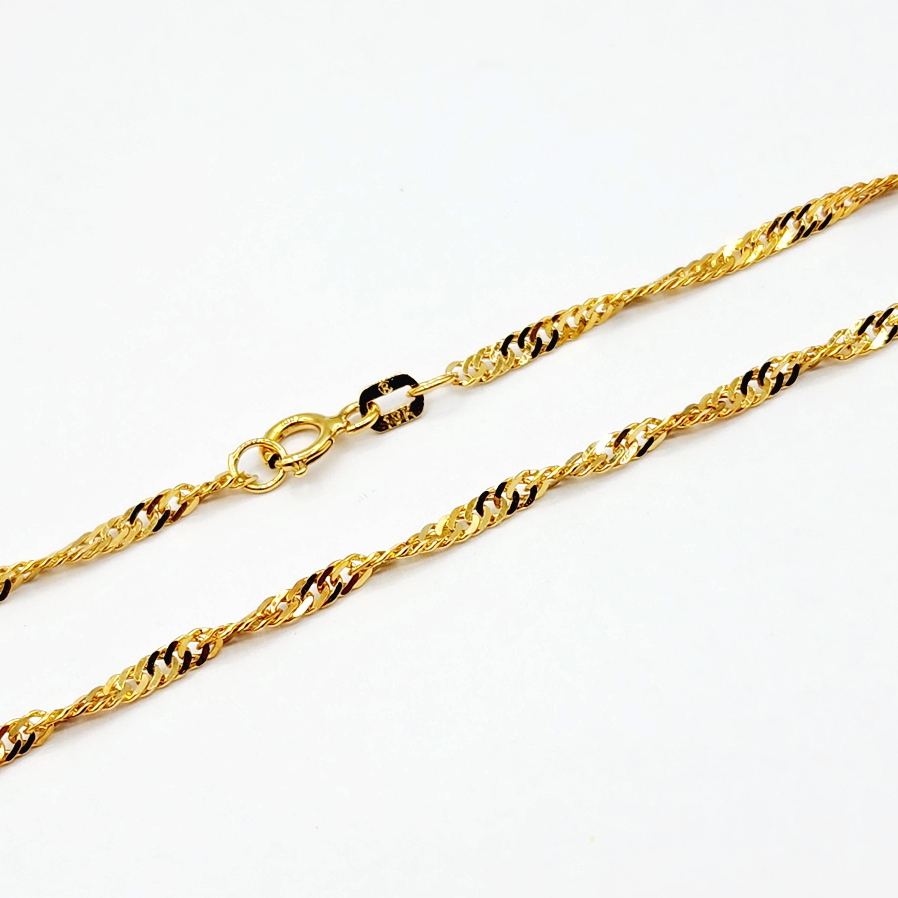Gold Chain Necklace, 10K Yellow Gold Singapore Chain 2mm