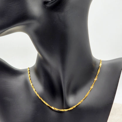 Gold Chain Necklace, 10K Yellow Gold Singapore Chain 2mm