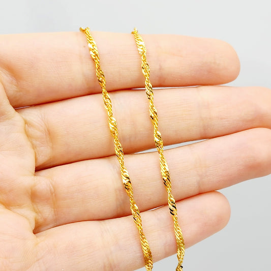 Gold Chain Necklace, 10K Yellow Gold Singapore Chain 2mm