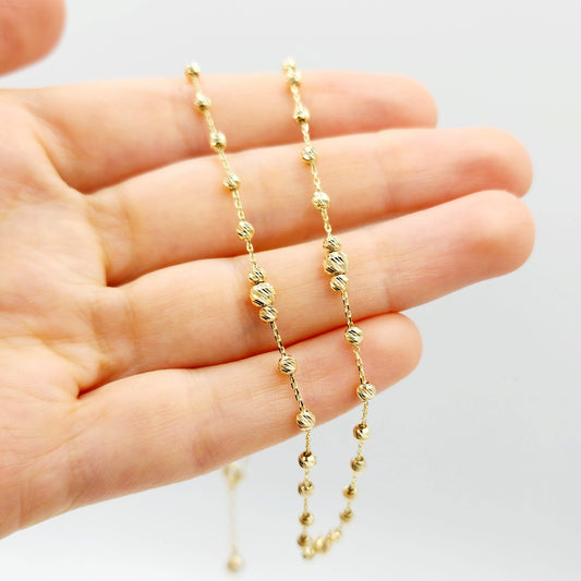 Gold Chain Necklace, 10K Yellow Gold Ball Necklace, Elegant Chain Jewelry for Timeless Statement, Modern Gold Jewelry, Stylish Gift for Her