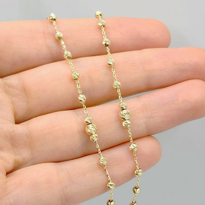 Gold Chain Necklace, 10K Yellow Gold Ball Necklace, Elegant Chain Jewelry for Timeless Statement, Modern Gold Jewelry, Stylish Gift for Her