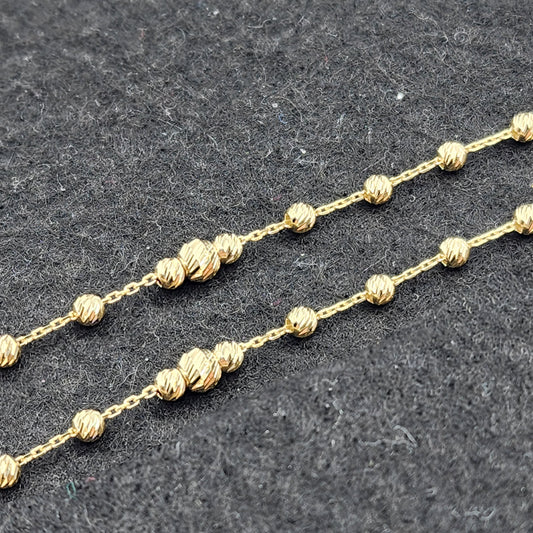 10K Yellow Gold Ball Chain Necklace, Adjustable Length, Graduation Gift
