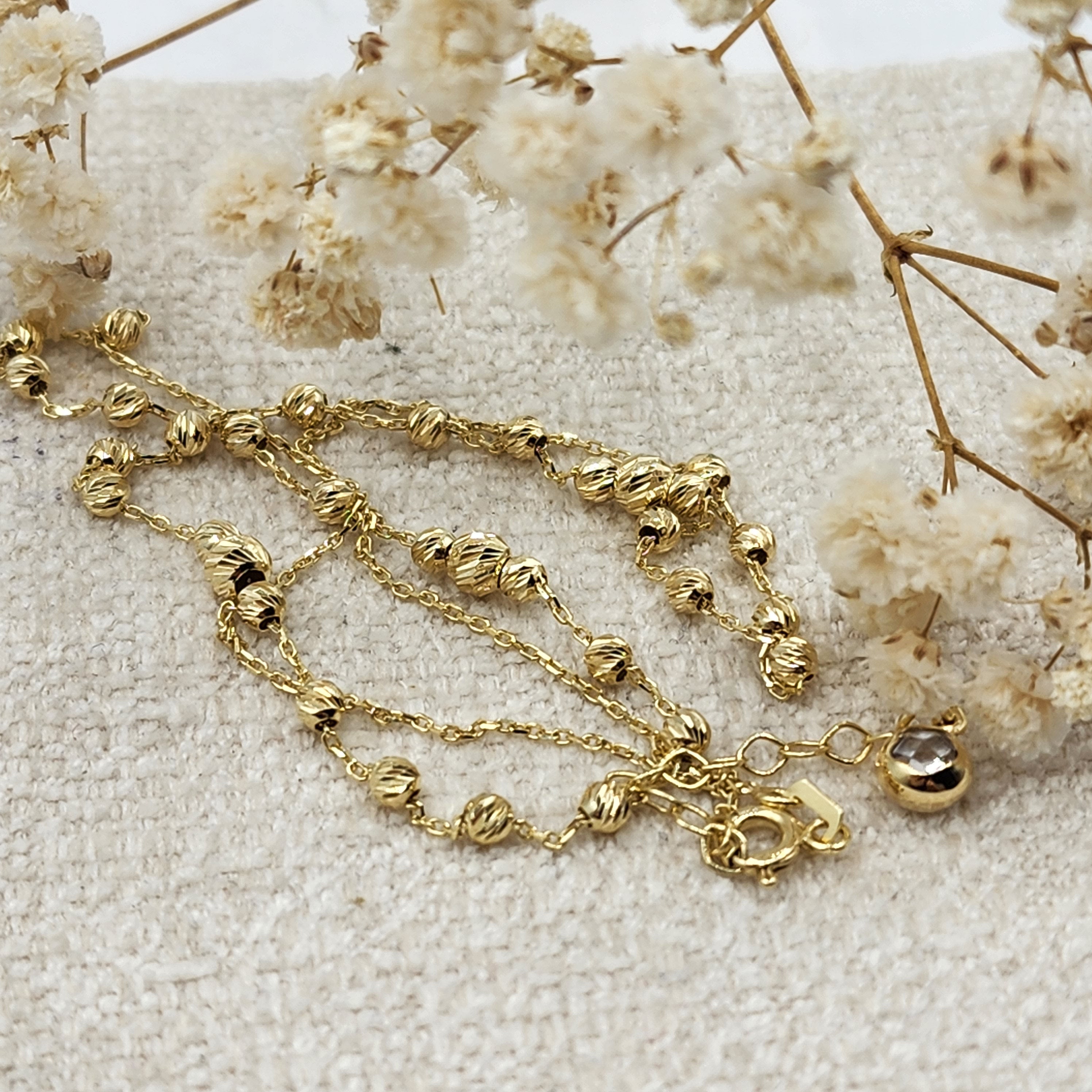 Gold Chain Necklace, 10K Yellow Gold Ball Necklace, Elegant Chain Jewelry for Timeless Statement, Modern Gold Jewelry, Stylish Gift for Her