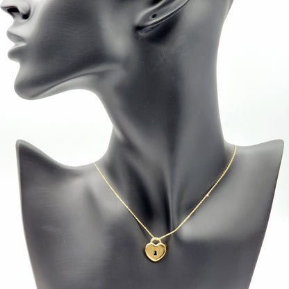 10K Yellow Gold Heart Lock Pendant, Modern Gold Jewelry, Stylish Gift, Heart Pendant, Dainty lock Necklace, Valentines Gift, Birthday Gift