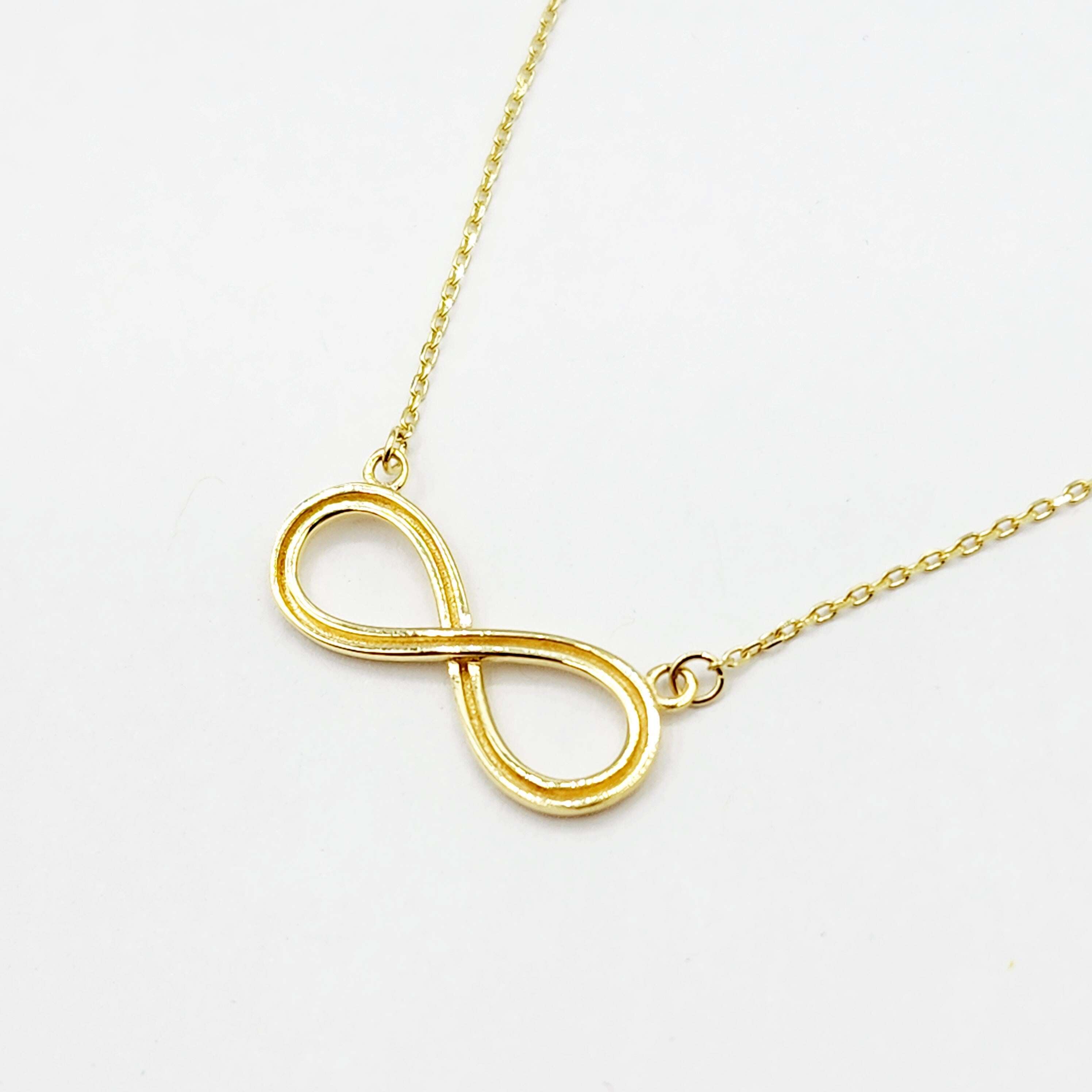 Infinity Gold Pendant ,10K Yellow Gold Infinity Necklace, Graduation Gift, Anniversary Gift, Eternity Pendant Charm, Christmas Gift for Her