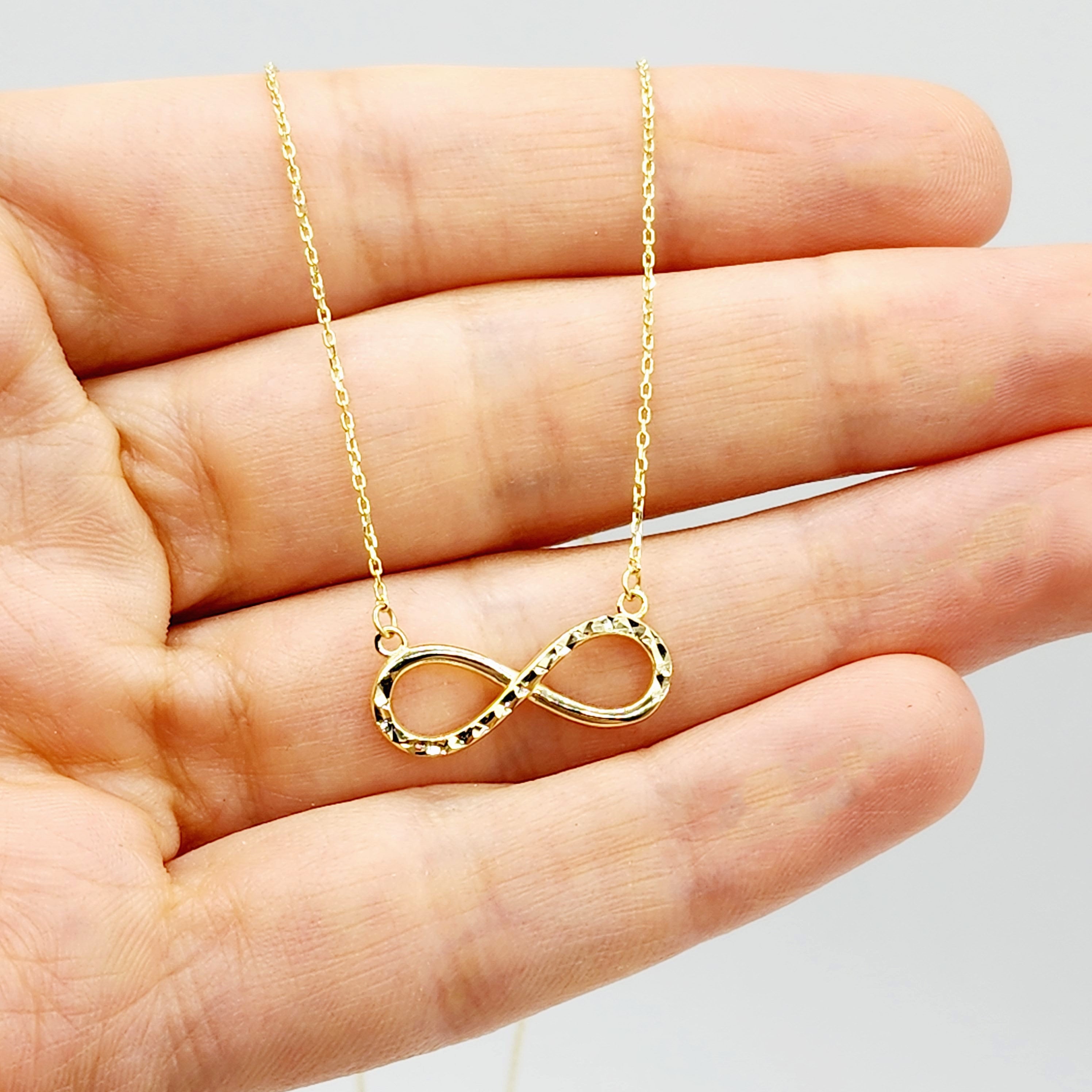 Infinity Gold Pendant ,10K Yellow Gold Infinity Necklace, Graduation Gift, Anniversary Gift, Eternity Pendant Charm, Christmas Gift for Her