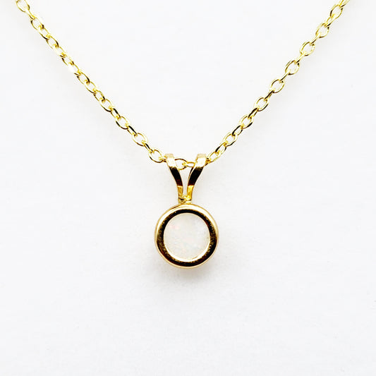 Gold Opal Pendant Necklace, 14K Yellow Gold Genuine Oval Opal 5x5mm Bezel Pendant Necklace, Affordable Jewelry, October Birthstone