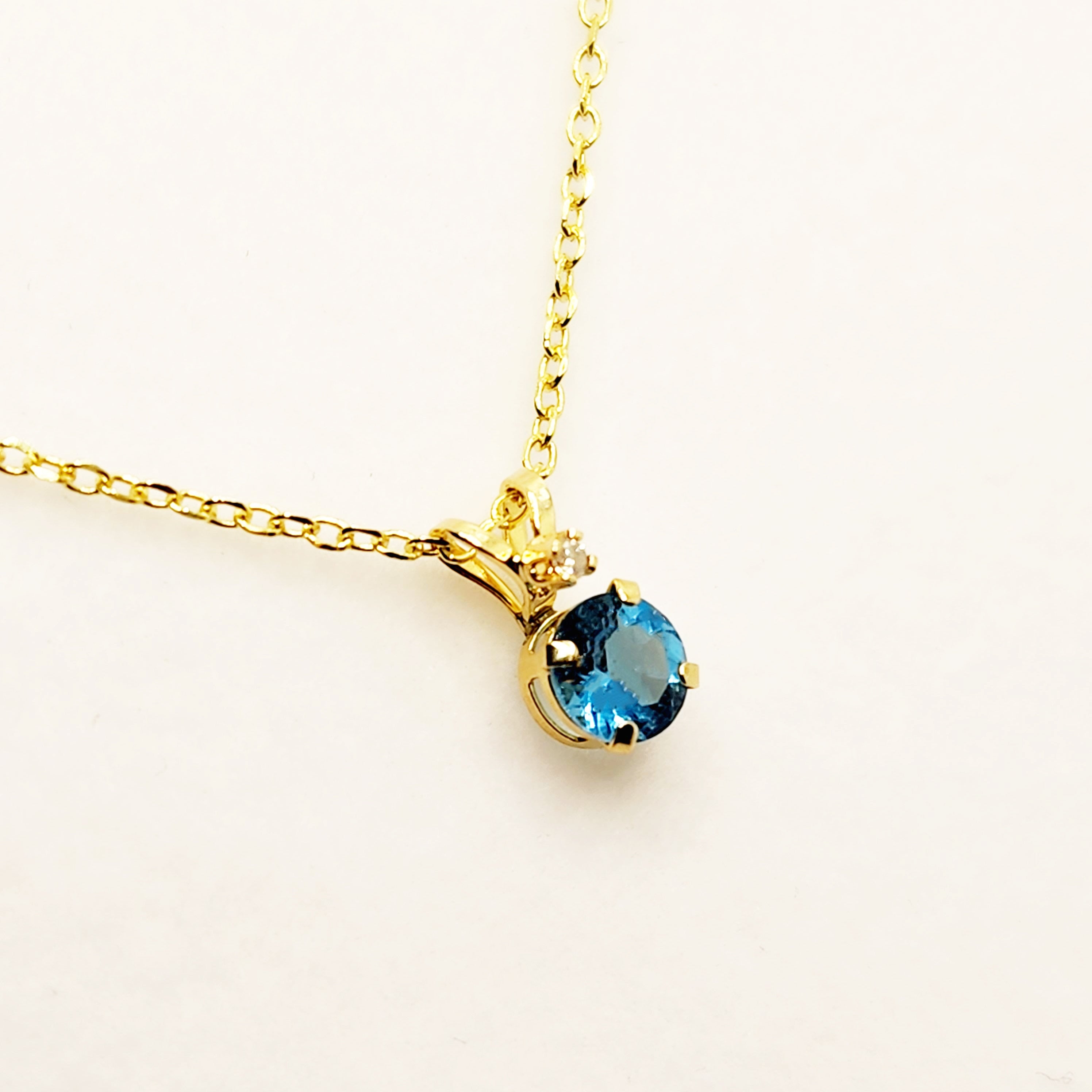 Blue Topaz Pendant Necklace, Topaz Gemstone Necklace, Yellow Gold Necklace and Pendant, Blue Topaz Jewelry, December Birthstone