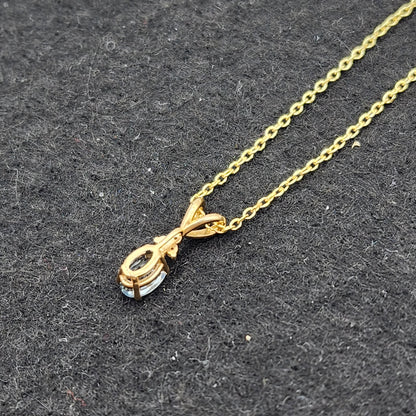 10K Yellow Gold Aquamarine with Diamond Pendant, Gold Natural Aquamarine 6x4mm Necklace, March Birthstone Gift For Women Girls