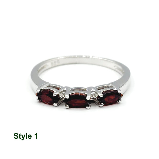 925 Sterling Silver Ring Set with Natural Garnet , Handcrafted Jewelry, January Birthstone Jewelry Gift for Women