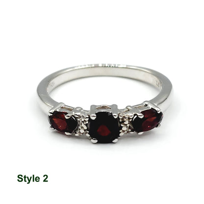 925 Sterling Silver Ring Set with Natural Garnet , Handcrafted Jewelry, January Birthstone Jewelry Gift for Women