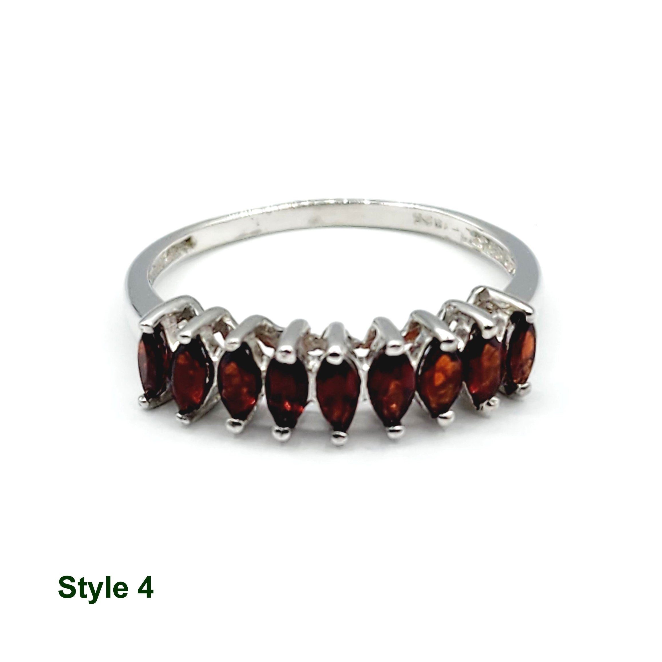 925 Sterling Silver Ring Set with Natural Garnet , Handcrafted Jewelry, January Birthstone Jewelry Gift for Women